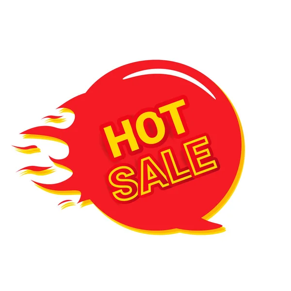 Hot sale. The fire is flaming with a red sign isolated on a white background. Modern icon Element for flyers, coupons, discounts, — Stock Vector