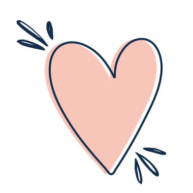 Beyaz arka planda izole edilmiş hassas pembe kalp kapağı. Kartpostalların, paketlerin ve tişörtlerin tasarımı için etiket olarak kullanılabilir.