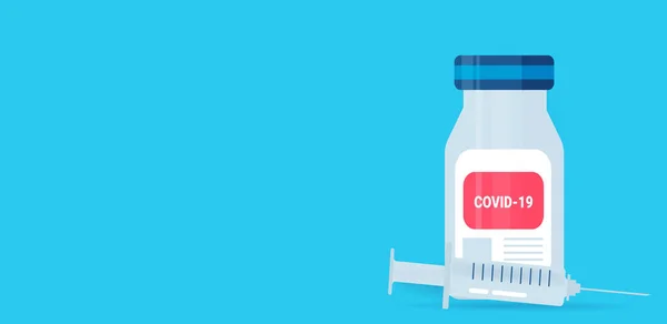 Covid Vaccino Coronavirus Concetto Vaccino Con Uno Spazio Vuoto Testo — Vettoriale Stock
