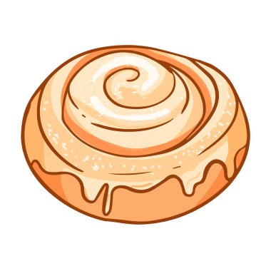 Tarçınlı rulo, sarmalanmış beyaz dolgulu spiral. Fast food menüleri için