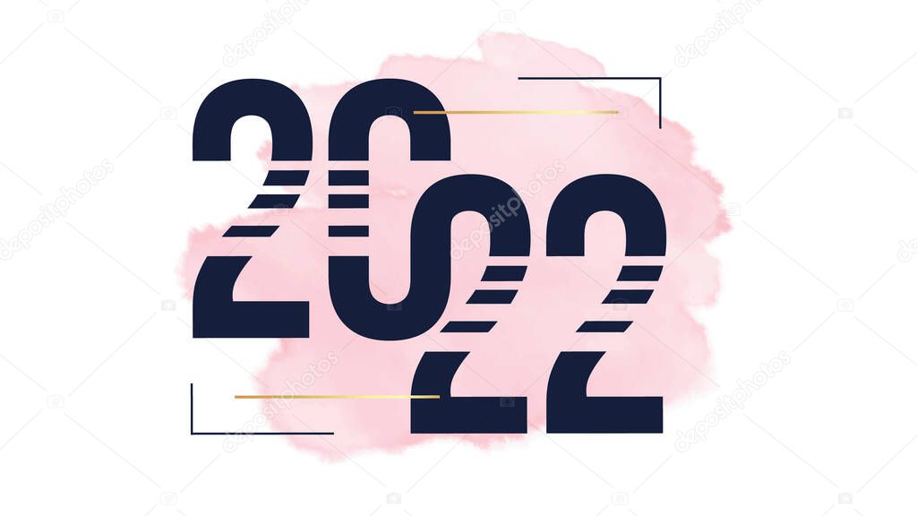2022-happy new year. Logo For printing on packages with a brush stroke for postcards, an element for flyers and calendars