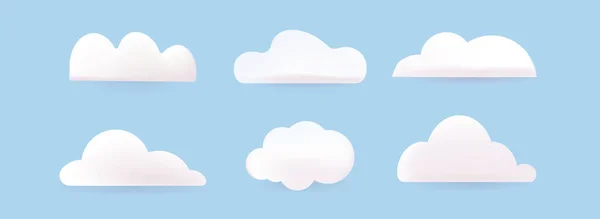 Cartoon Wolken isoliert auf blauem Himmel Panorama Vektor Sammlung. Wolkenlandschaft am blauen Himmel, weiße Wolkenillustration — Stockvektor