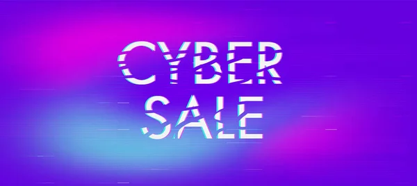 Cyber banner di vendita. Modello vettoriale di formato orizzontale. Per le vendite, la commercializzazione. — Vettoriale Stock