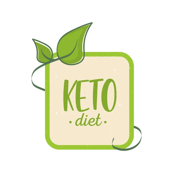 Keto Diät-Ikone Zeichen der ketogenen Ernährung. Für Keto-Diätmenüs und Printprodukte. Im Vintage-Stil. Zum Drucken von Lebensmitteln und Speisekarten — Stockvektor