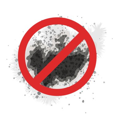 The stop sign black mold shows the fight against a poisonous fungus that harms people's health. The illustration is isolated on a white background. Can be used for disinfection as a sticker.