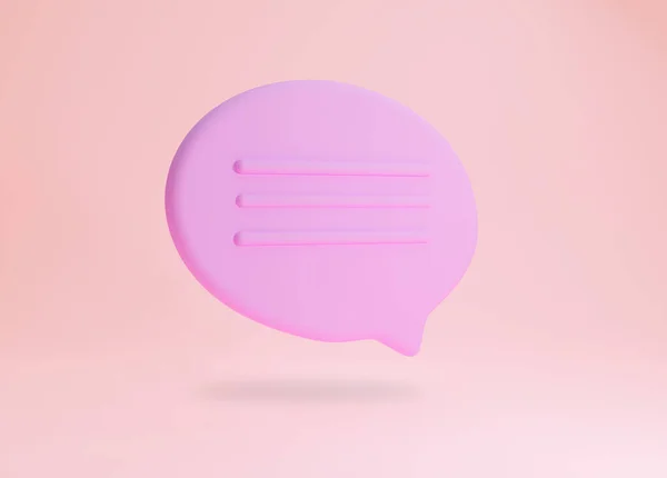 3D-s lila chat, beszédbuborék rózsaszín háttérrel. A közösségi média üzenetek modern koncepciója. 3D render kép — Stock Fotó