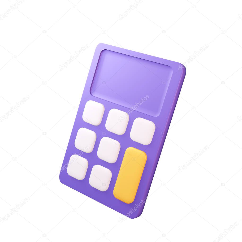 3d calculator isolated on white. In Cartoon style.