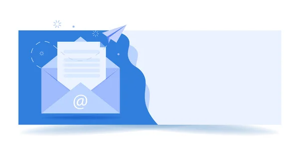 Het concept van een e-mail service enveloppe. Banner met envelop met Newsletter Concept Horizontale webbanner met kopieerruimte. — Stockvector