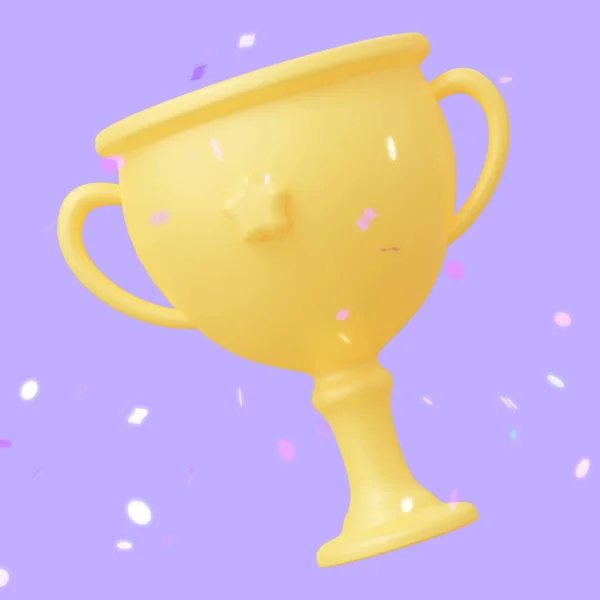 Cup Award Confetti Concept Achievement Award Rendering Illustration — Stock Photo, Image