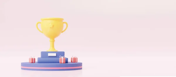 Victory Cup Sur Piédestal Avec Des Cadeaux Une Illustration Avec — Photo