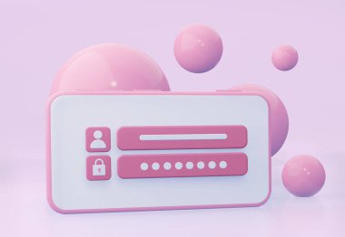 Cep telefonundaki kullanıcı adı ve şifre. 3d oluşturma