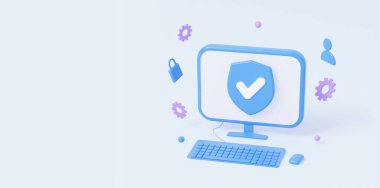 Bilgisayar güvenliği konsepti. Kullanıcının kişisel bilgilerinin korunması. 3d oluşturma.