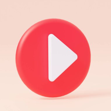 Düğme yuvarlak sembollü video oynatıcı, ses. 3d oluşturma.