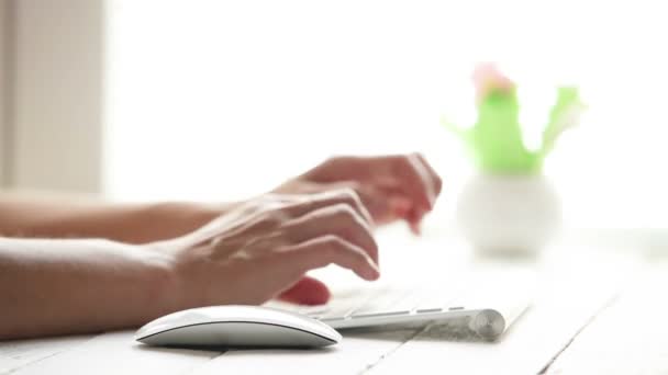 Mujer escribiendo en el teclado — Vídeo de stock