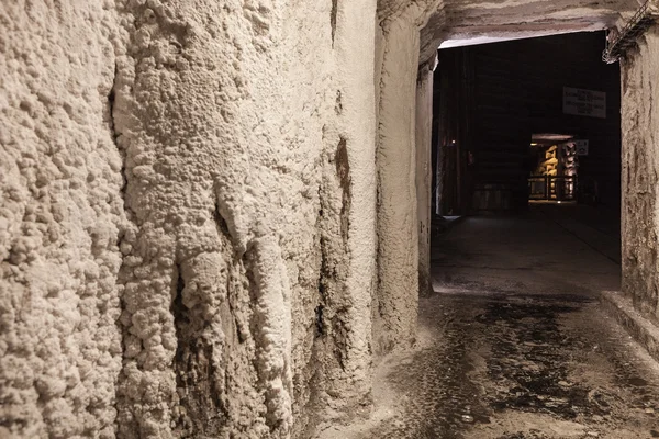 Corredores de los mineros de la sal en el primer plano - Mina de sal de Wieliczka Fotos de stock libres de derechos