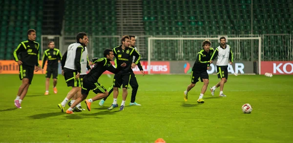 Zilina, Eslováquia - 8 de outubro de 2014: Jogadores da equipe nacional Espanha — Fotografia de Stock