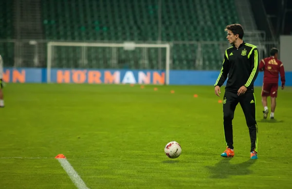 ZILINA, SLOVAKIA  - OCTOBER 8, 2014: Spain national team players