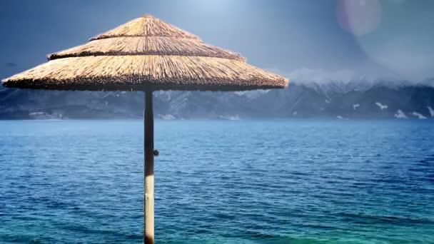 Parapluie de plage au bord de la mer — Video