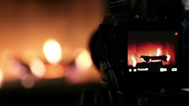 Camera shooting flame — Stock Video