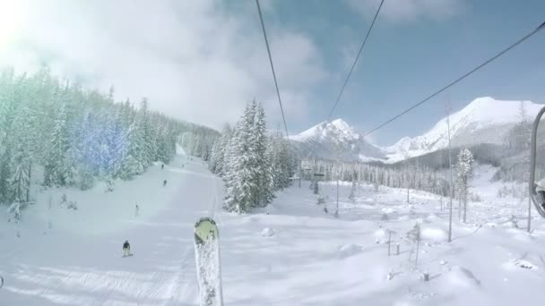 Ski lift in Mountain resort — Stock Video