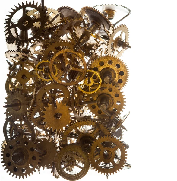 Old watch gears background isolated on the white — Stock Photo, Image