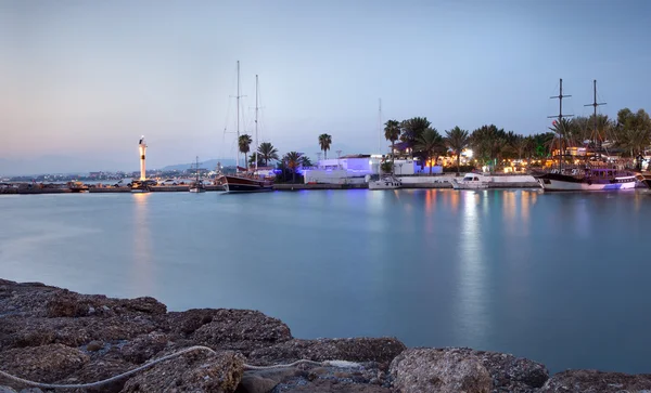 Side, Turquie - port de ville antique de la côte méditerranéenne le soir 28 septembre 201 — Photo