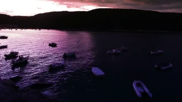 Sunset  in village bay — Stok Video