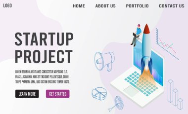 Girişim geçmişi izometrik kavram oluşturma yeni iş, SEO, takım çalışması ve yönetim, şirket süreçleri