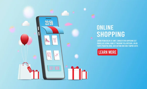 Online Shopping Konzept Für Website Mobile Anwendung Web Banner Infografiken — Stockvektor