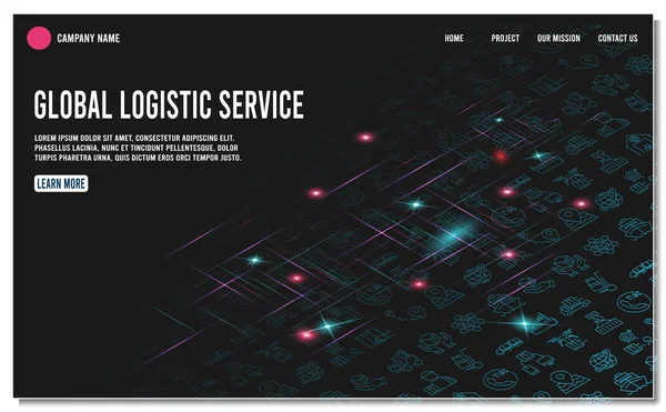 Smart Logistics Background Con Logistica Globale Magazzino Logistica Sea Freight — Vettoriale Stock