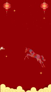 2026 Çin Yeni Yılı 4k dikey video animasyonu. At Zodiac Yılı.