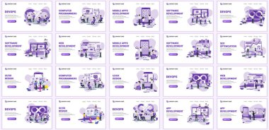 İniş sayfası şablonları, büyük Covid-19 Coronavirus koleksiyonu, doktor ve hemşireler covid-19 Coronavirus 'la savaşıyor. Web pankartı, bilgi grafikleri, iniş sayfası, web şablonu için kullanılabilir. düz vektör illüstrasyonu
