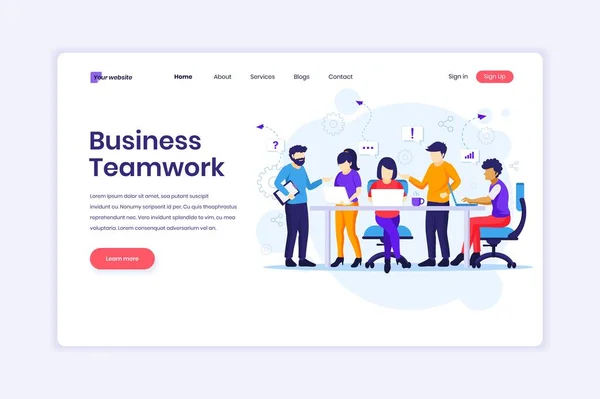 Concepto Diseño Página Destino Del Trabajo Equipo Empresarial Personas Que — Archivo Imágenes Vectoriales