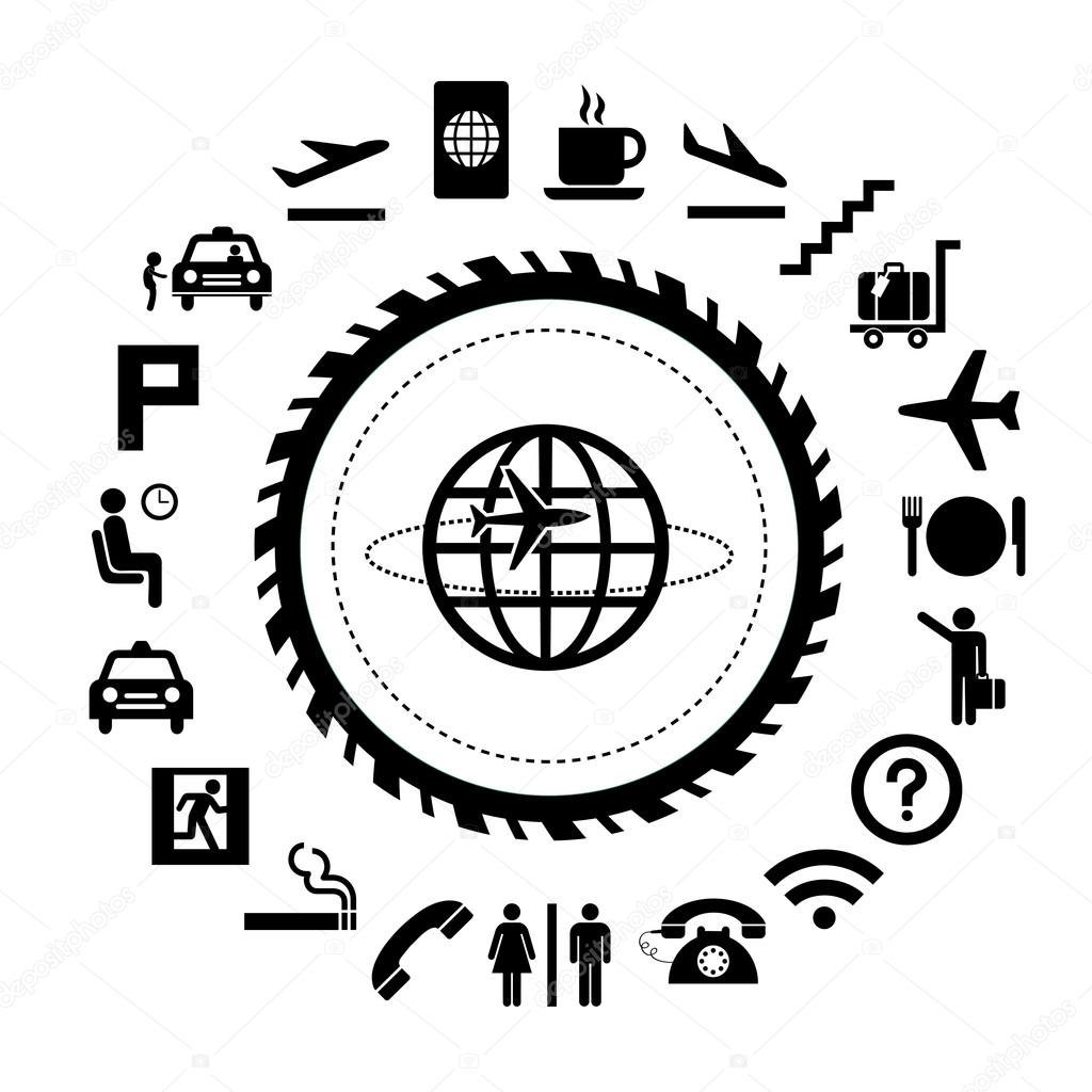 Vector basic icon set for airport