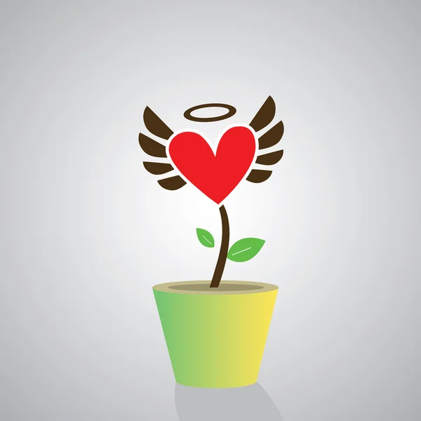 Árbol del corazón en maceta — Vector de stock