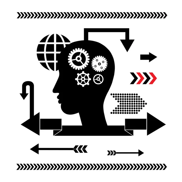 Brain gears symbol concept for idea — Stock Vector
