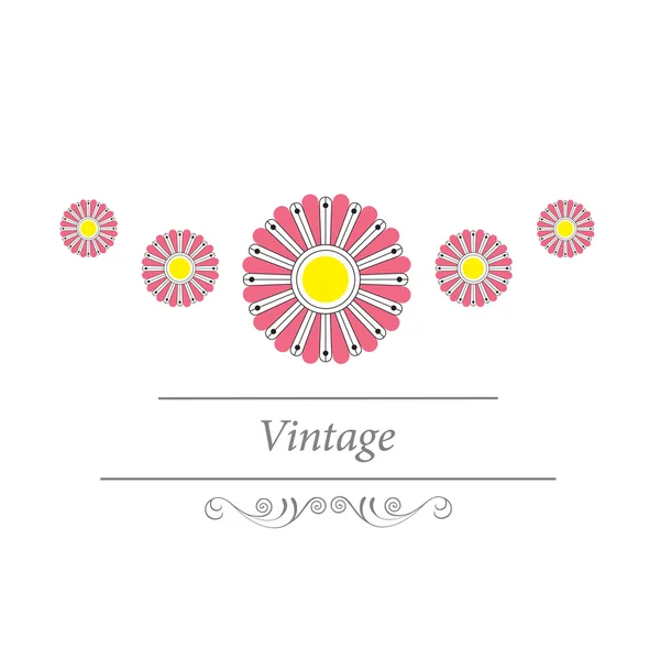 Tarjeta vintage con iconos de flores — Vector de stock