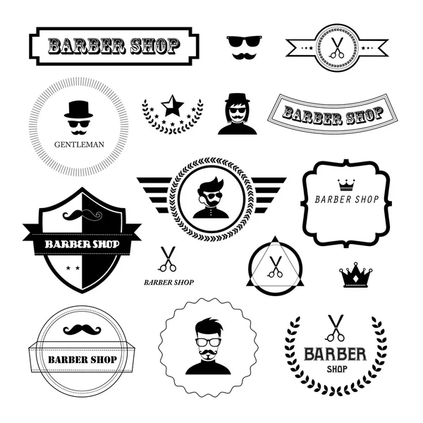 Conjunto de insignias y etiquetas de barbero — Vector de stock