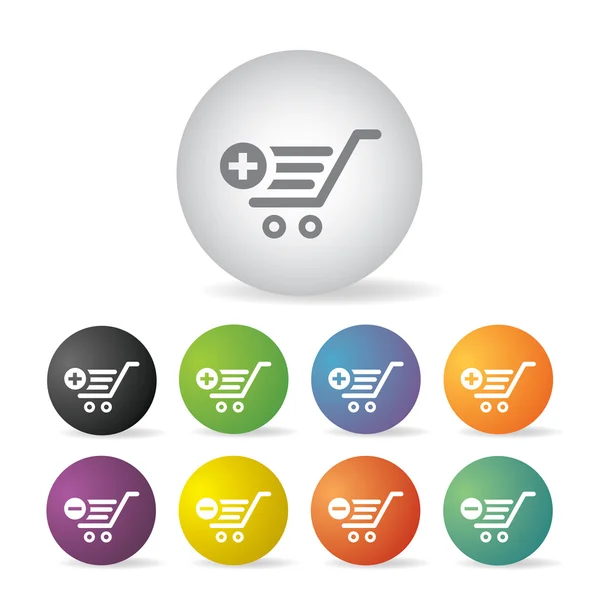 Cart shopping  button set — Stock Vector