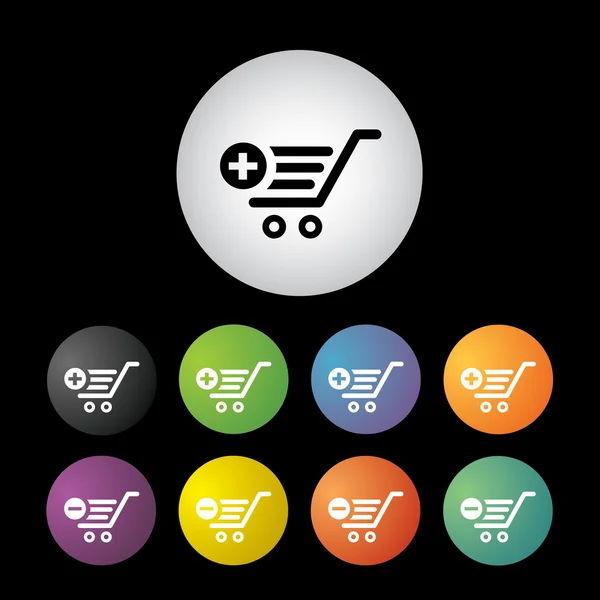 Cart shopping  button set — Stock Vector