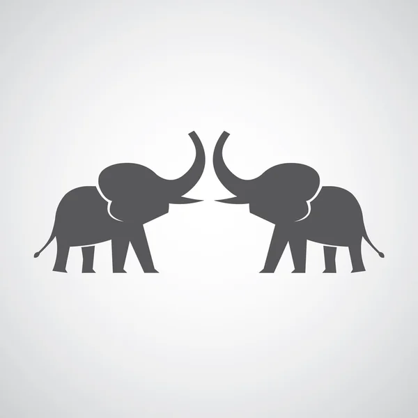 Dos siluetas de elefantes — Vector de stock