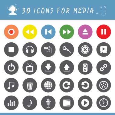 music button icon set  clipart