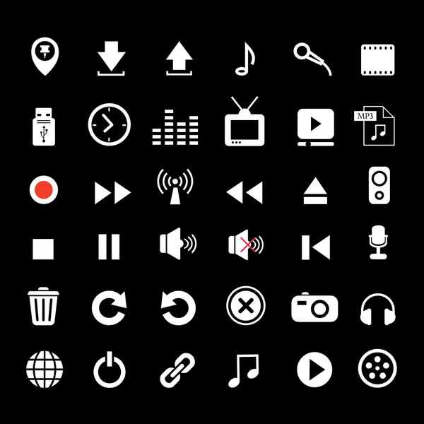 Müzik düğme simge seti — Stok Vektör