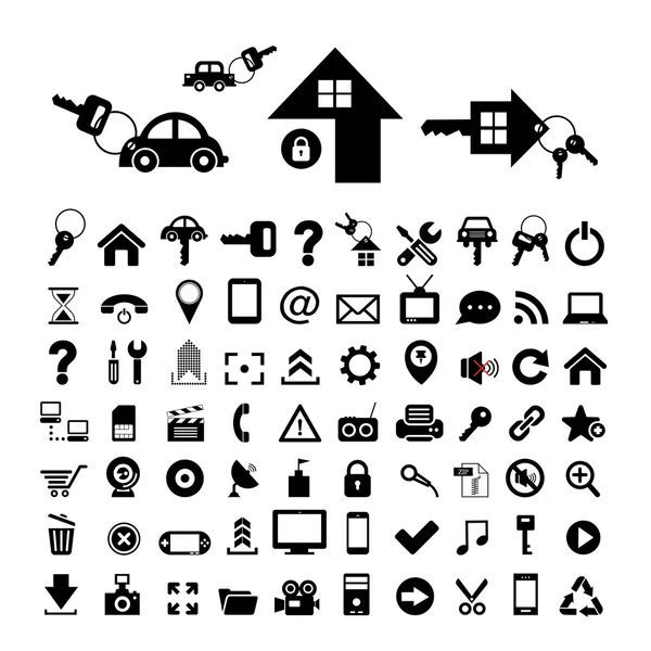 Huis sleutel en auto-sleutelsymbool — Stockvector