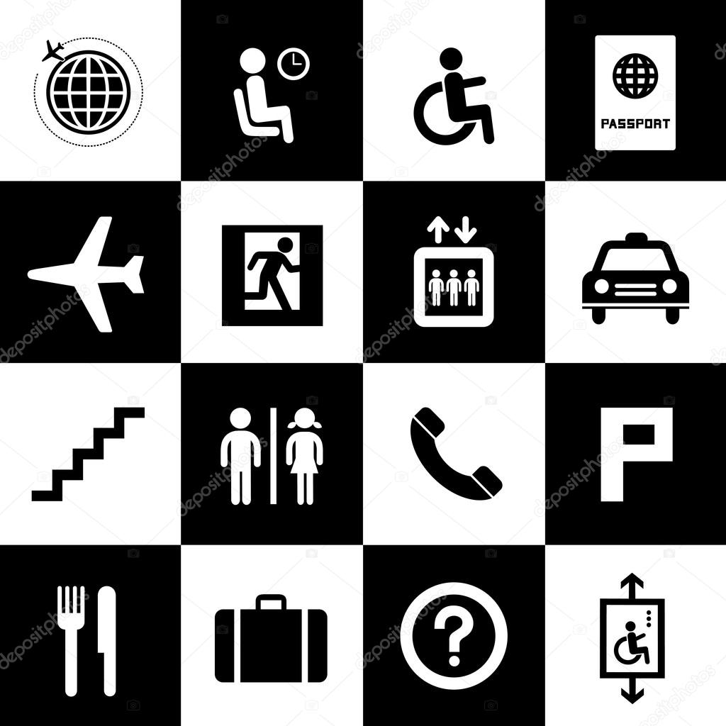 Airport icons set