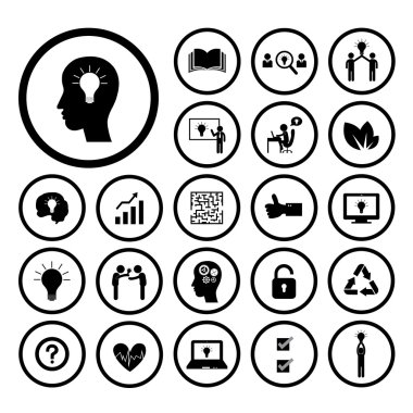 Beyin ve ampul ışık yaratıcı fikir seti