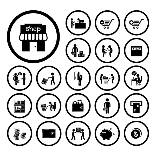 Pictogram winkelen en levering — Stockvector