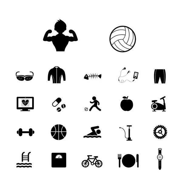 Spor ve sağlıklı Icons set — Stok Vektör