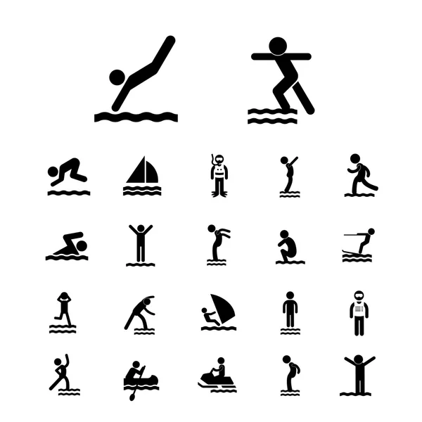 Set di icone per sport acquatici — Vettoriale Stock