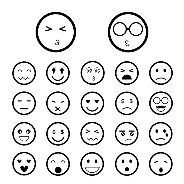 Gezichten emoticon pictogrammen set — Stockvector